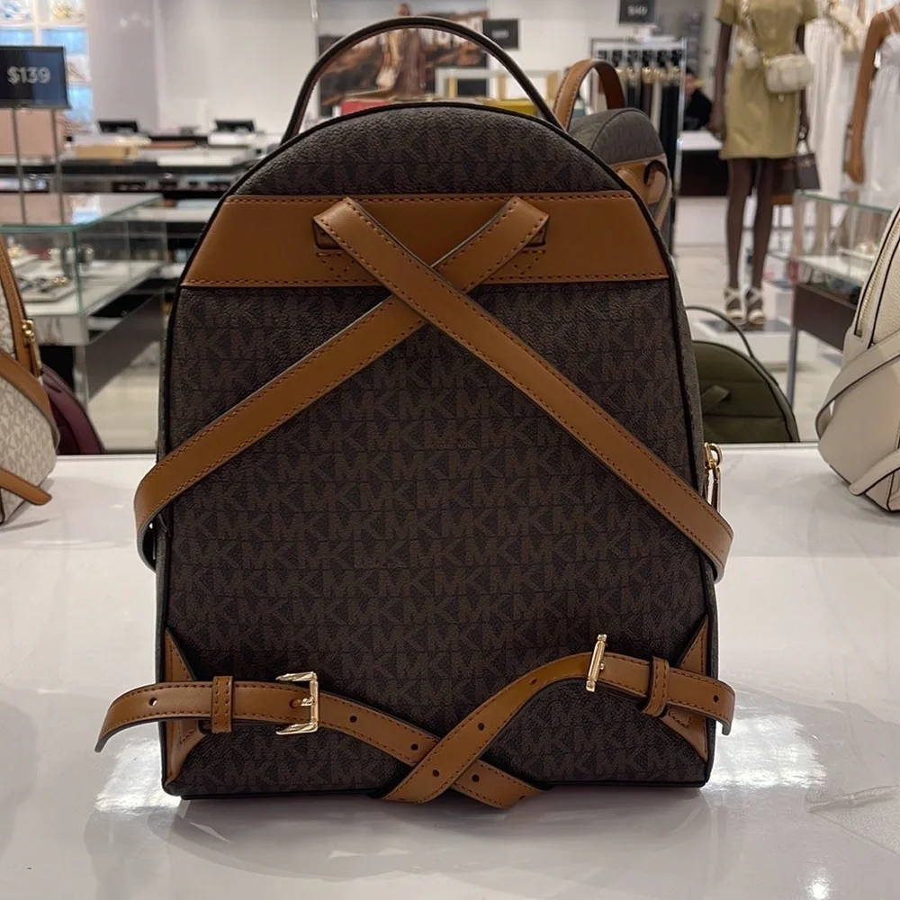 Michael Kors Womens Valerie Medium Logo Backpack 30F2G9VB2B Brown NWT